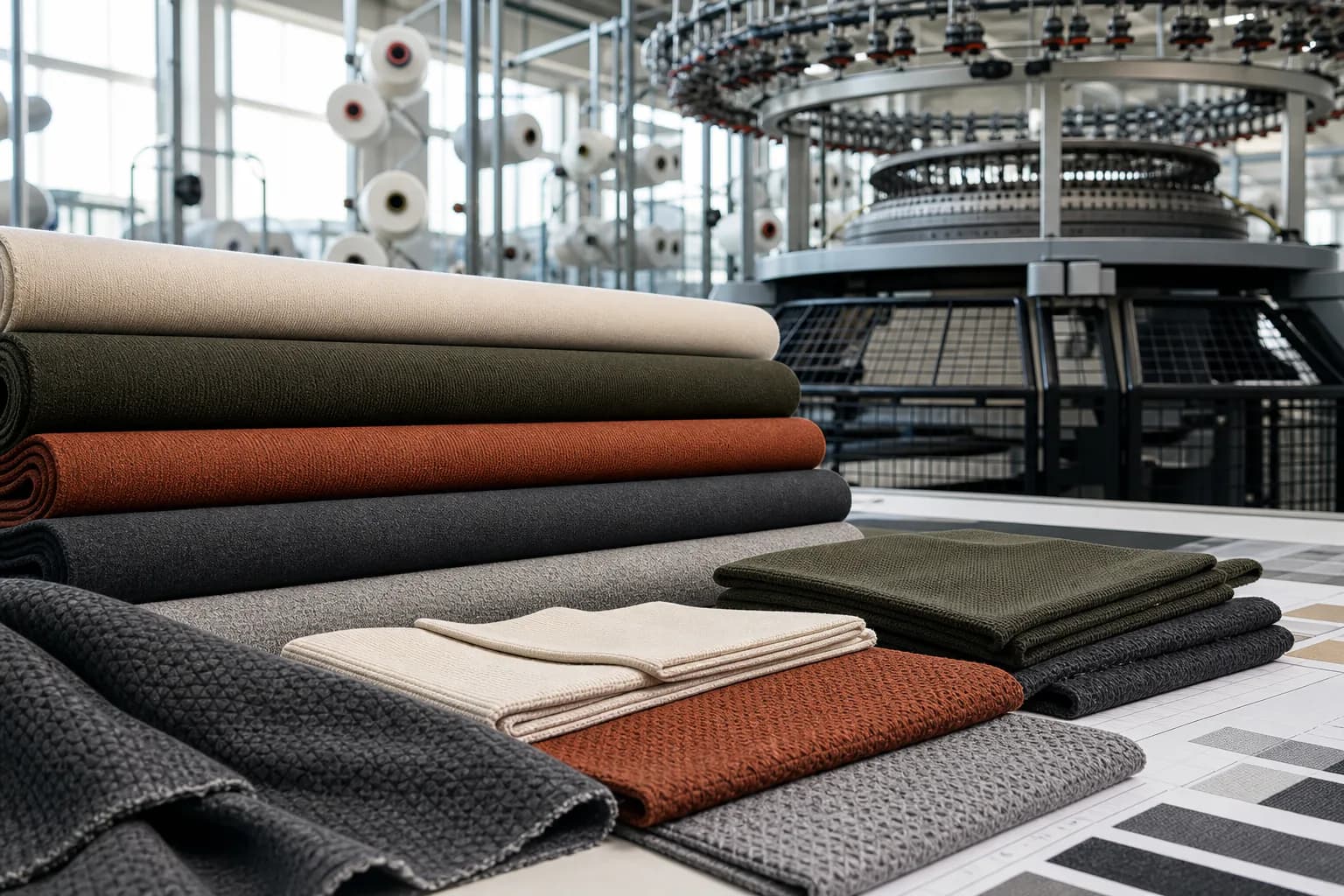 Finished knit fabric production at Orange Textiles